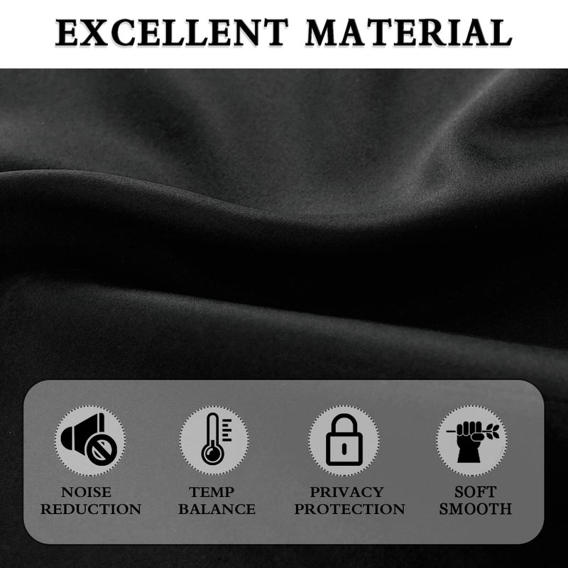 DONREN 99% Blackout Curtain Drapes for Bedroom - Thermal Insulating Rod Pocket Curtain Panels for Small Windows(42 x 45 Inch,Set of 2 Panels,Black) - Image 5